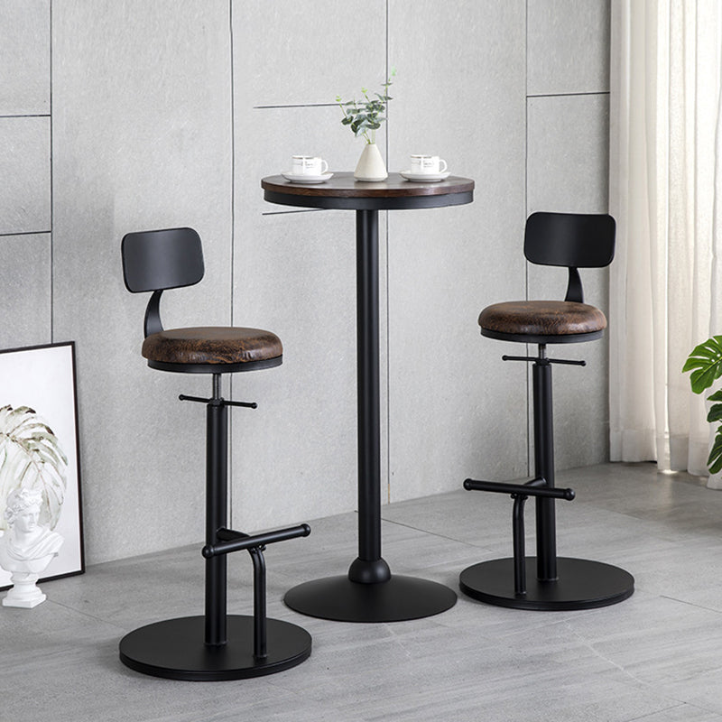 Scandinavian Metal Barstool Faux Leather Counter Stool With 4 Legs in Matte Finish