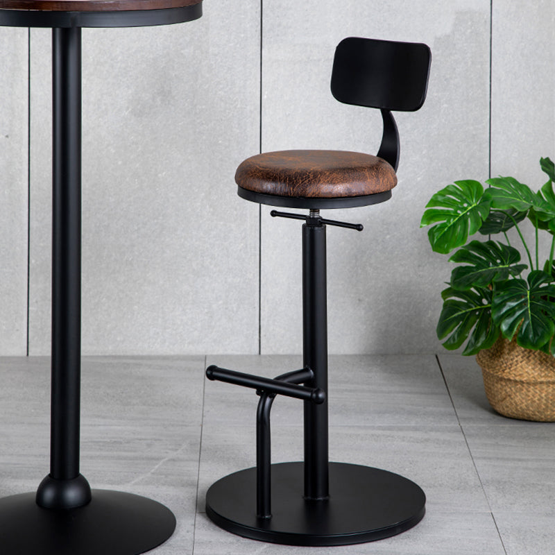 Scandinavian Metal Barstool Faux Leather Counter Stool With 4 Legs in Matte Finish