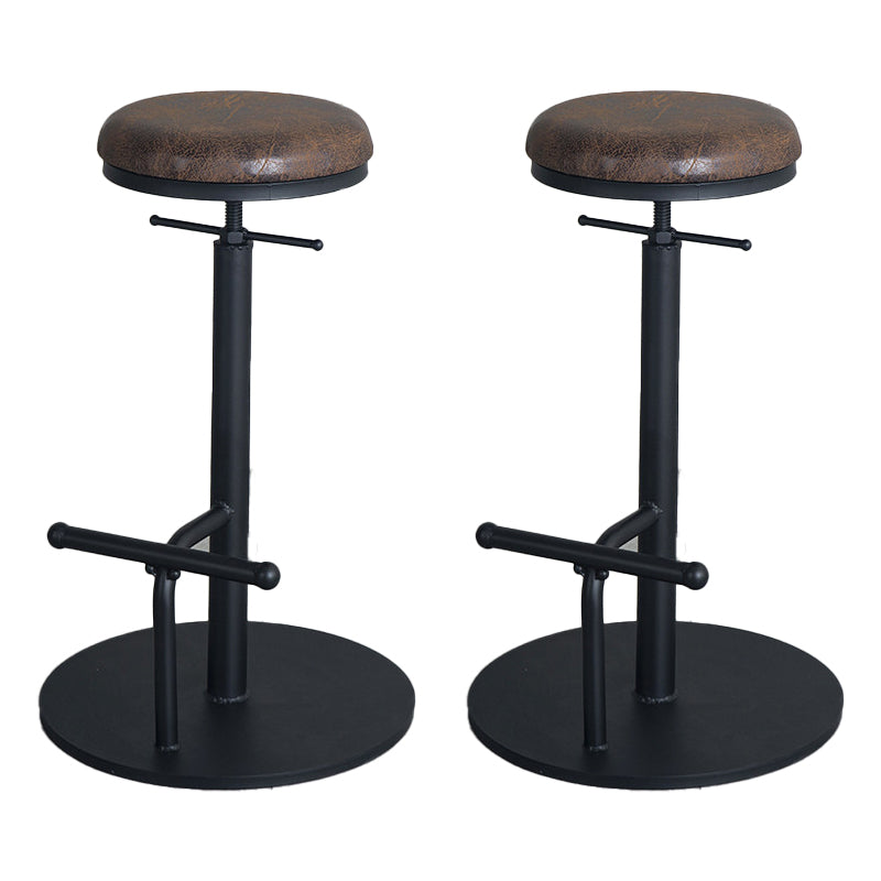 Scandinavian Metal Barstool Faux Leather Counter Stool With 4 Legs in Matte Finish