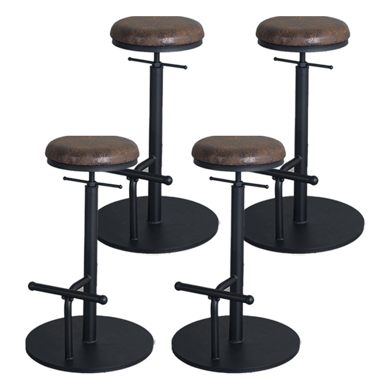 Scandinavian Metal Barstool Faux Leather Counter Stool With 4 Legs in Matte Finish