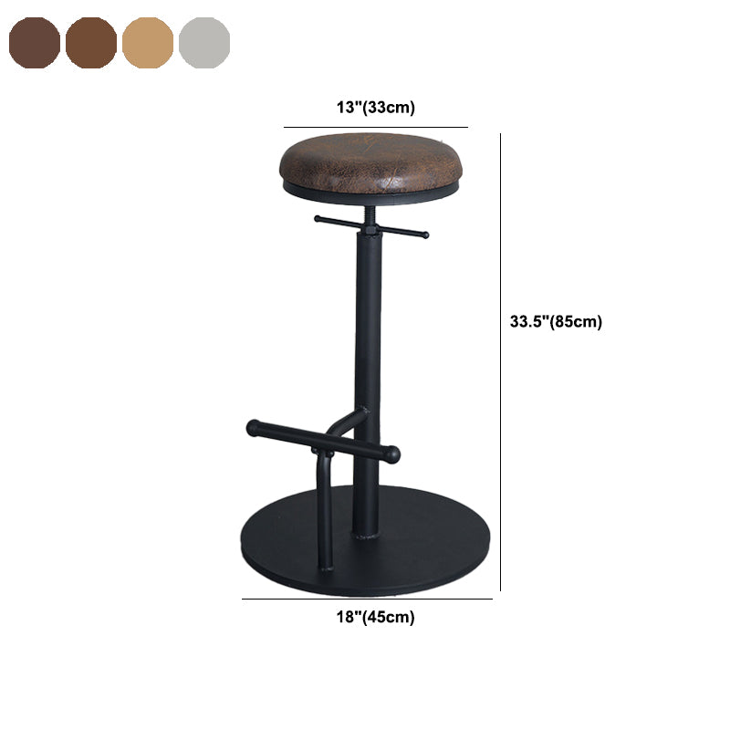 Scandinavian Metal Barstool Faux Leather Counter Stool With 4 Legs in Matte Finish