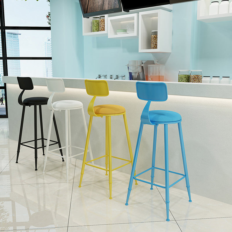 Contemporary Metal Stool PU Leather Barstools in Matte Finish for Indoor