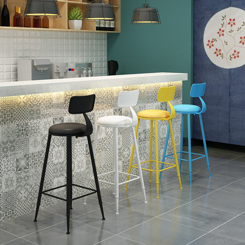 Contemporary Metal Stool PU Leather Barstools in Matte Finish for Indoor