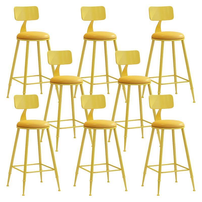 Contemporary Metal Stool PU Leather Barstools in Matte Finish for Indoor
