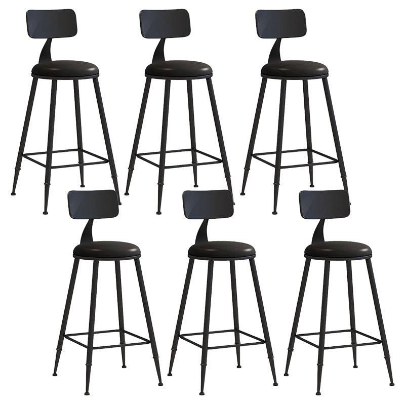 Contemporary Metal Stool PU Leather Barstools in Matte Finish for Indoor