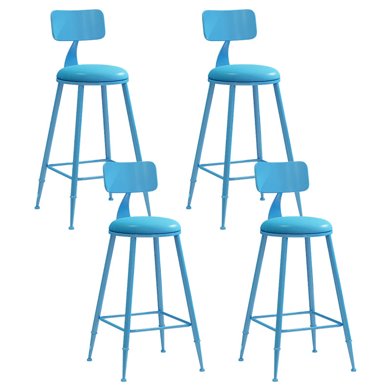 Contemporary Metal Stool PU Leather Barstools in Matte Finish for Indoor