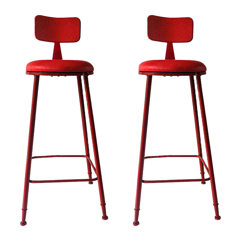 Contemporary Metal Stool PU Leather Barstools in Matte Finish for Indoor