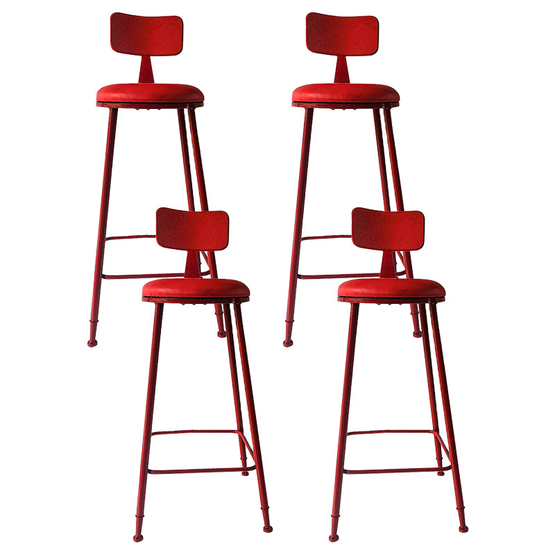 Contemporary Metal Stool PU Leather Barstools in Matte Finish for Indoor