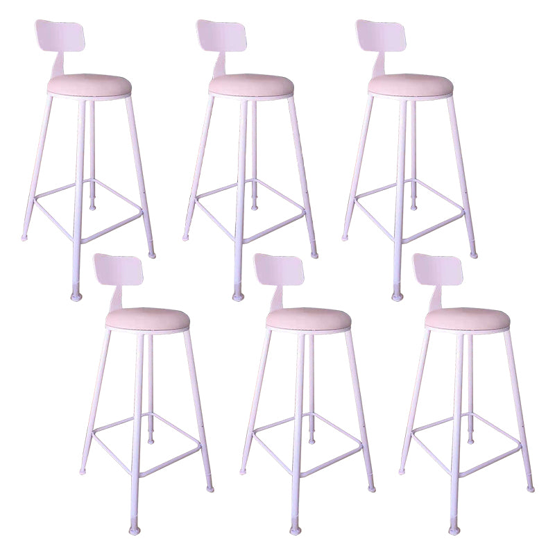 Contemporary Metal Stool PU Leather Barstools in Matte Finish for Indoor