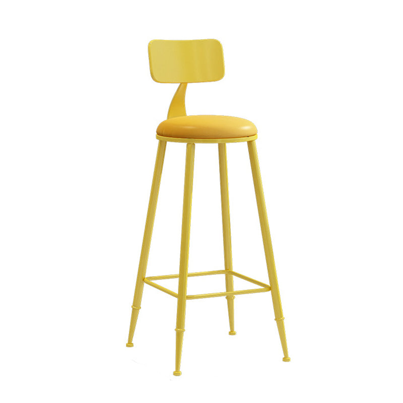 Contemporary Metal Stool PU Leather Barstools in Matte Finish for Indoor