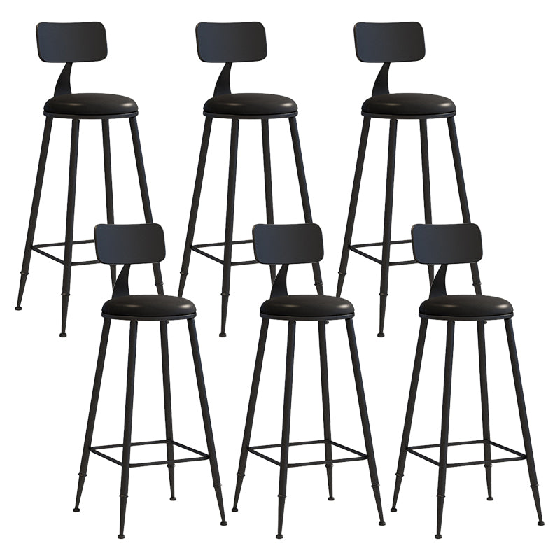 Contemporary Metal Stool PU Leather Barstools in Matte Finish for Indoor