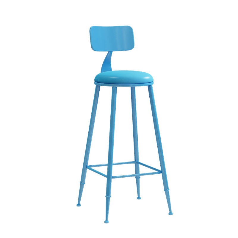 Contemporary Metal Stool PU Leather Barstools in Matte Finish for Indoor