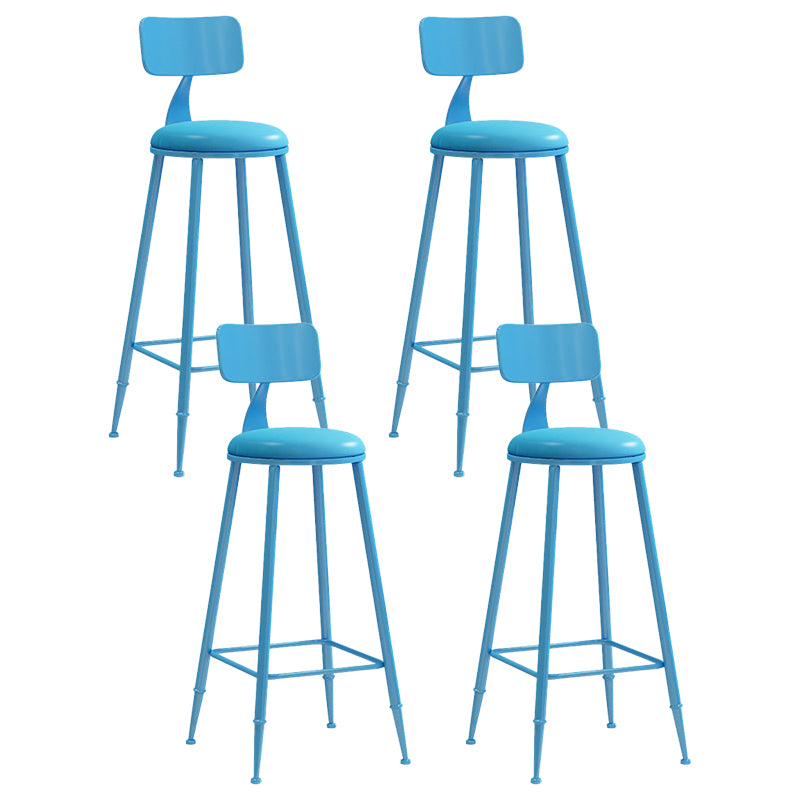 Contemporary Metal Stool PU Leather Barstools in Matte Finish for Indoor