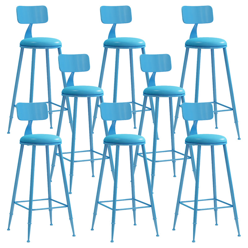 Contemporary Metal Stool PU Leather Barstools in Matte Finish for Indoor