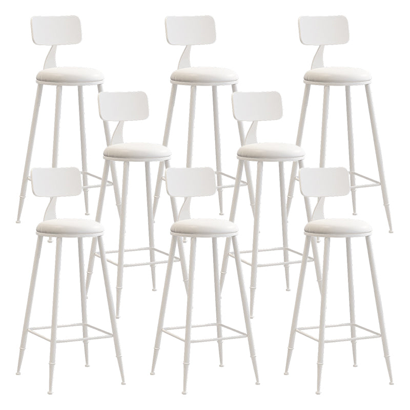 Contemporary Metal Stool PU Leather Barstools in Matte Finish for Indoor