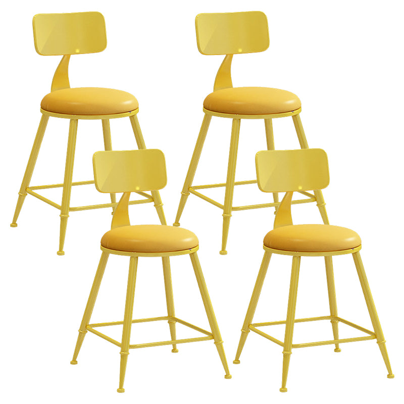 Contemporary Metal Stool PU Leather Barstools in Matte Finish for Indoor