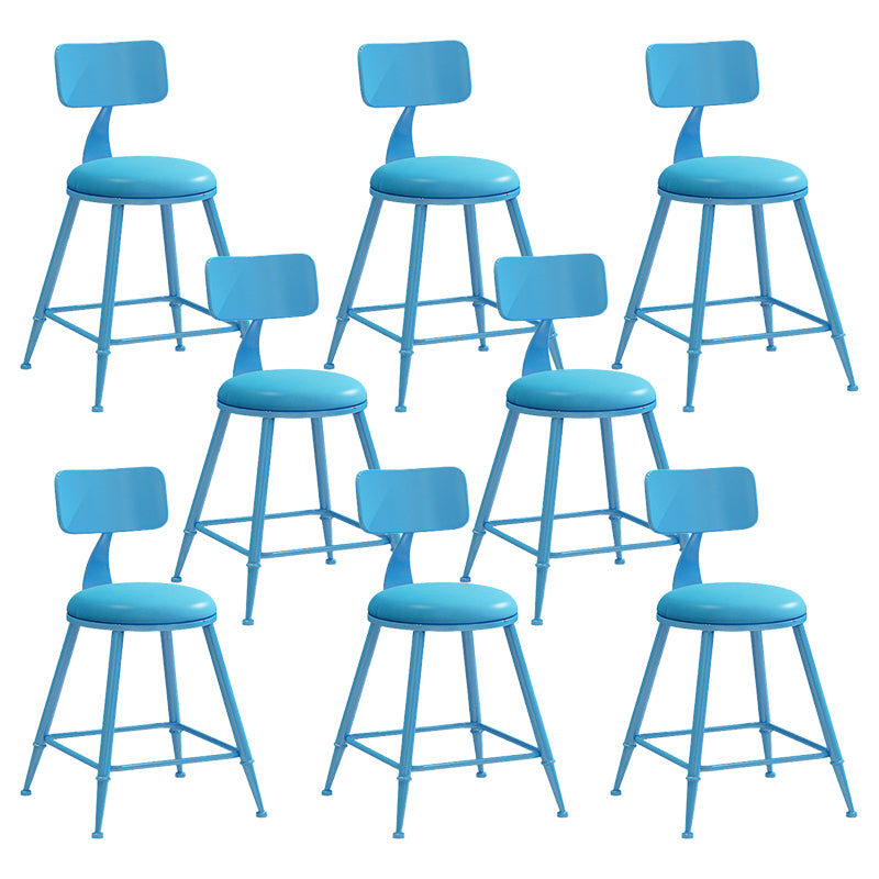 Contemporary Metal Stool PU Leather Barstools in Matte Finish for Indoor
