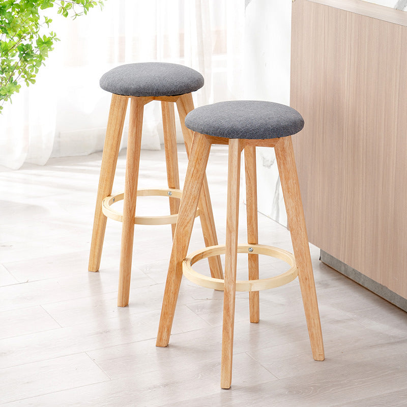 Contemporary Wood Barstool Fabric Upholstered Counter Stool in Matte Finish for Indoor