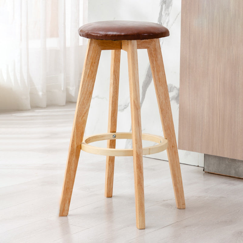 Contemporary Wood Barstool Fabric Upholstered Counter Stool in Matte Finish for Indoor