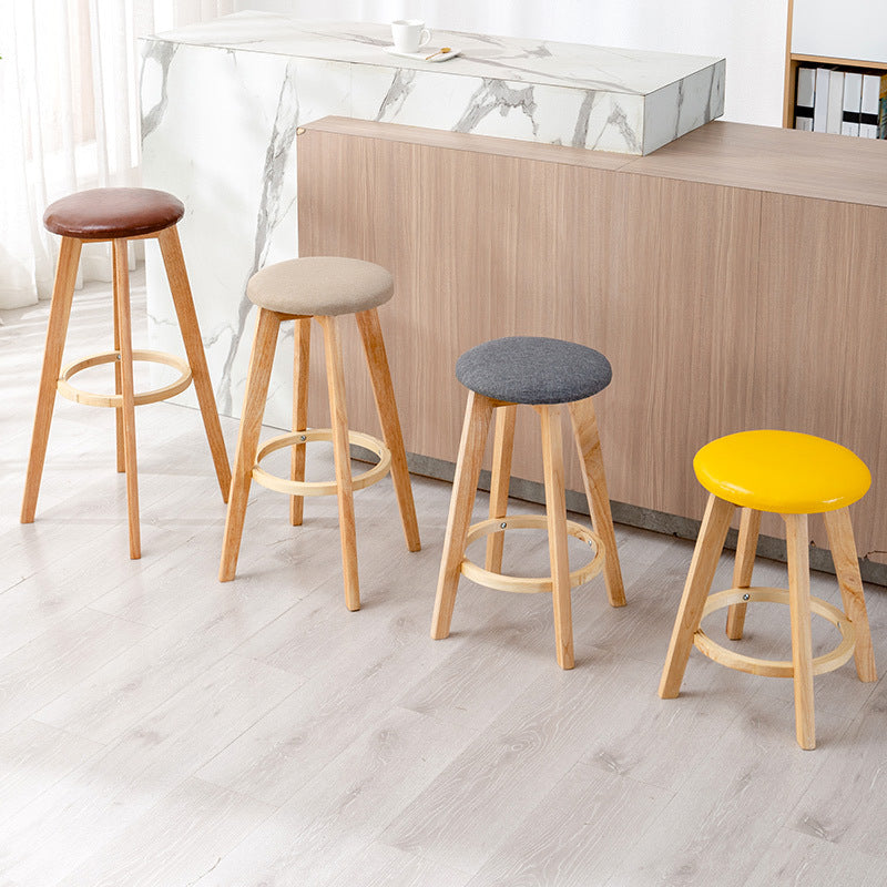 Contemporary Wood Barstool Fabric Upholstered Counter Stool in Matte Finish for Indoor