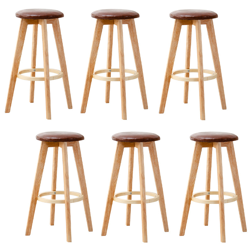 Contemporary Wood Barstool Fabric Upholstered Counter Stool in Matte Finish for Indoor