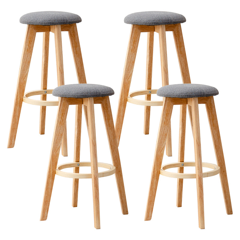 Contemporary Wood Barstool Fabric Upholstered Counter Stool in Matte Finish for Indoor