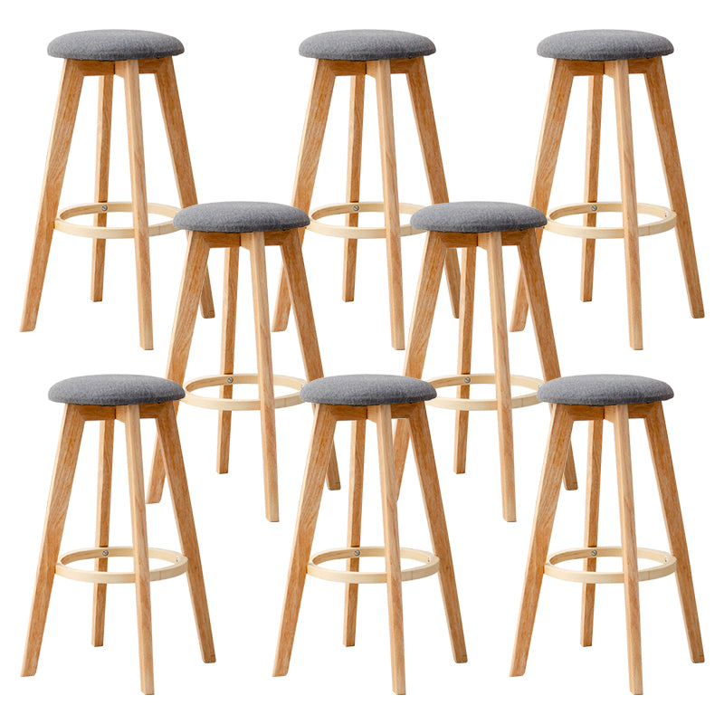 Contemporary Wood Barstool Fabric Upholstered Counter Stool in Matte Finish for Indoor