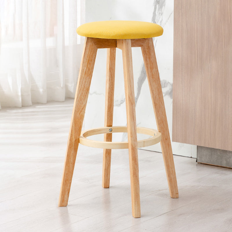 Contemporary Wood Barstool Fabric Upholstered Counter Stool in Matte Finish for Indoor
