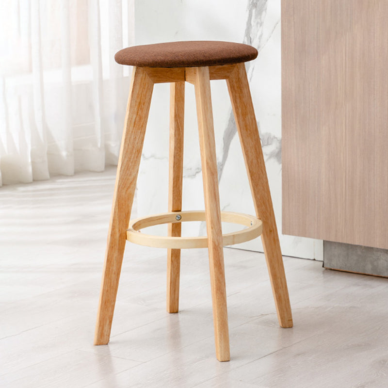 Contemporary Wood Barstool Fabric Upholstered Counter Stool in Matte Finish for Indoor