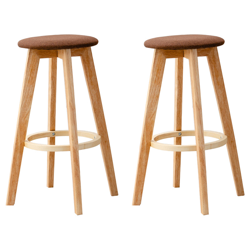 Contemporary Wood Barstool Fabric Upholstered Counter Stool in Matte Finish for Indoor