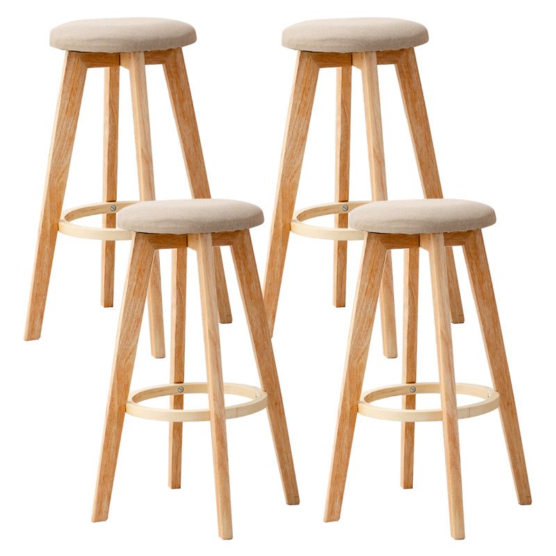 Contemporary Wood Barstool Fabric Upholstered Counter Stool in Matte Finish for Indoor