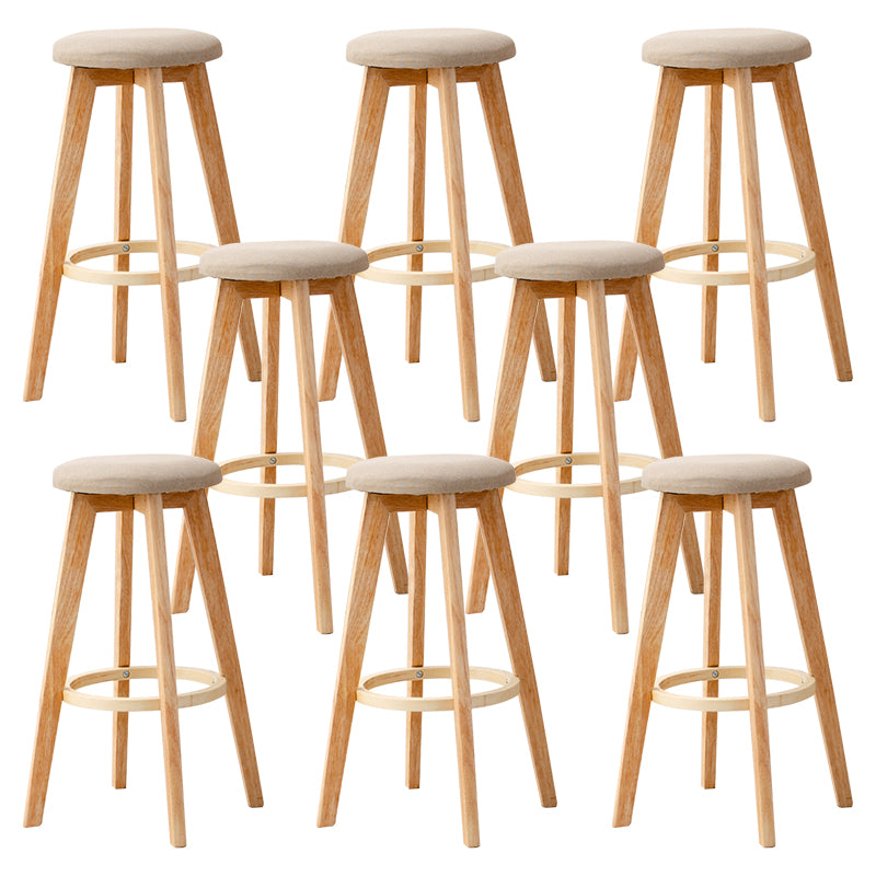 Contemporary Wood Barstool Fabric Upholstered Counter Stool in Matte Finish for Indoor