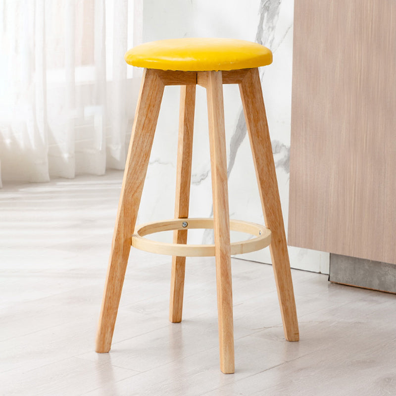Contemporary Wood Barstool Fabric Upholstered Counter Stool in Matte Finish for Indoor