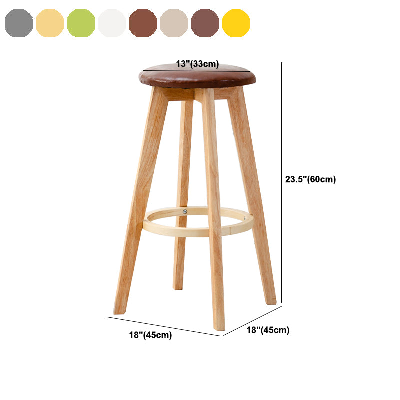Contemporary Wood Barstool Fabric Upholstered Counter Stool in Matte Finish for Indoor