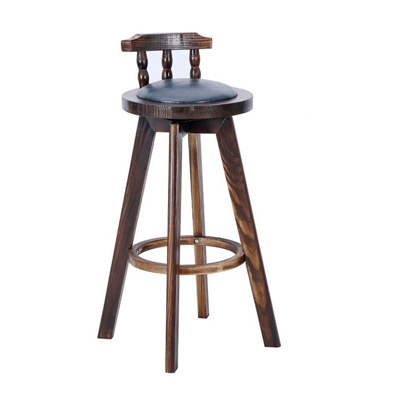 Contemporary Wood Barstool Fabric Upholstered Stool in Matte Finish for Indoor