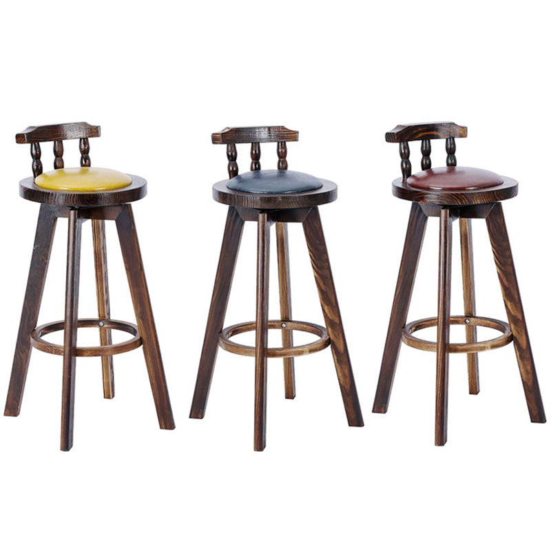Contemporary Wood Barstool Fabric Upholstered Stool in Matte Finish for Indoor