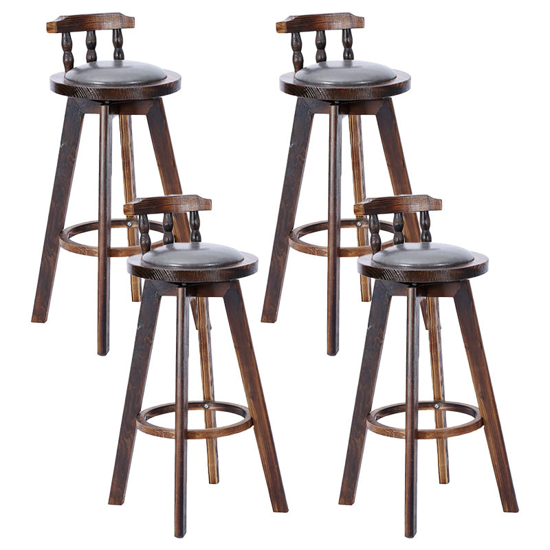 Contemporary Wood Barstool Fabric Upholstered Stool in Matte Finish for Indoor