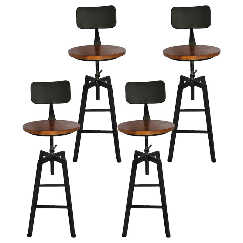 Industrial Metal Barstool Faux Leather Upholstered Counter Stool in Matte Finish