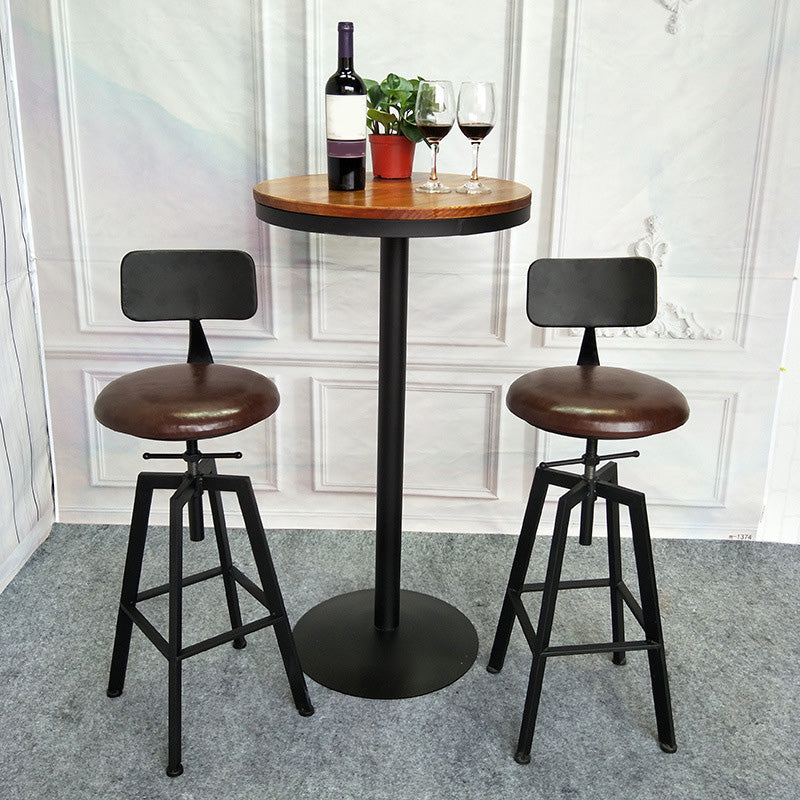 Industrial Metal Barstool Faux Leather Upholstered Counter Stool in Matte Finish