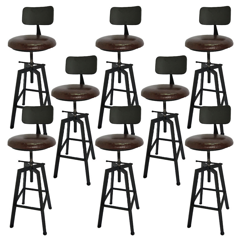 Industrial Metal Barstool Faux Leather Upholstered Counter Stool in Matte Finish