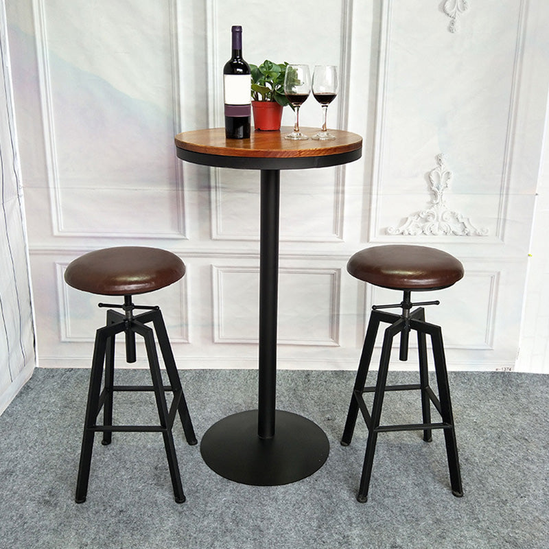 Industrial Metal Barstool Faux Leather Upholstered Counter Stool in Matte Finish