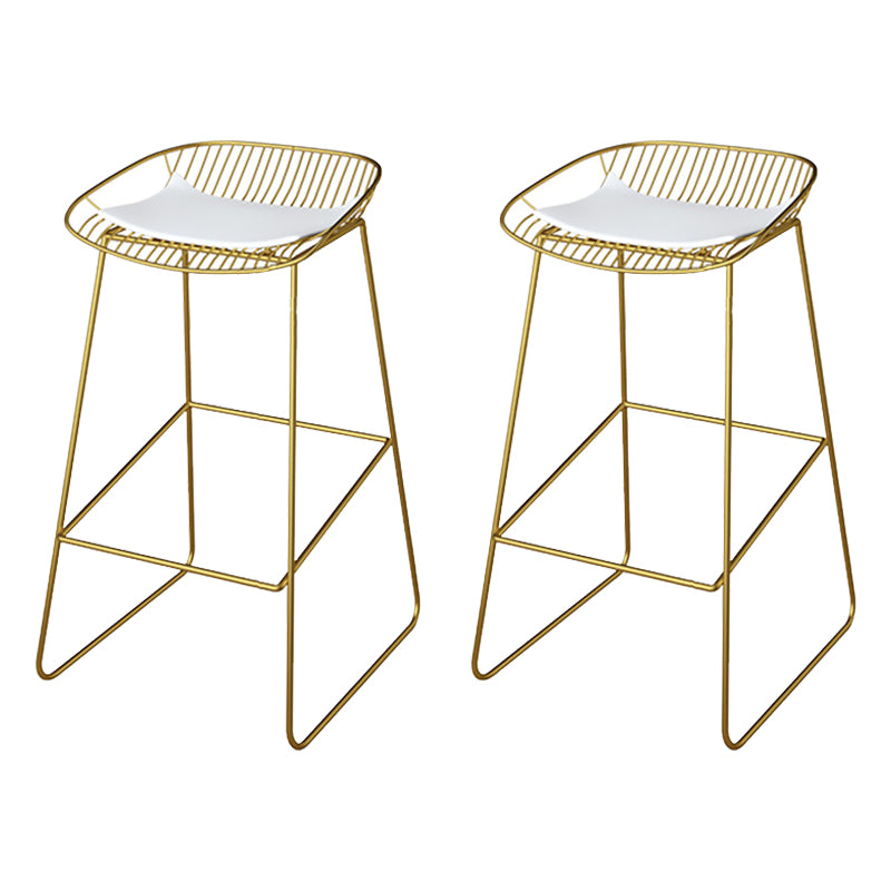 Glam Metal Barstool Plastic Counter Stool in Matte Finish for Indoor