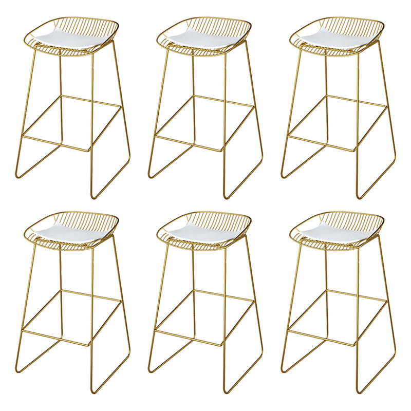 Glam Metal Barstool Plastic Counter Stool in Matte Finish for Indoor
