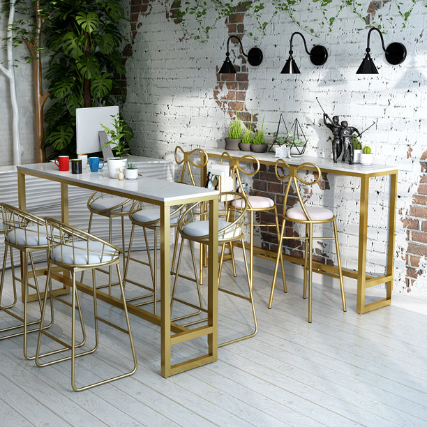 Glam 1/3/7 Pieces Bar Table Set Rectangle Stone Counter Table with High Stools