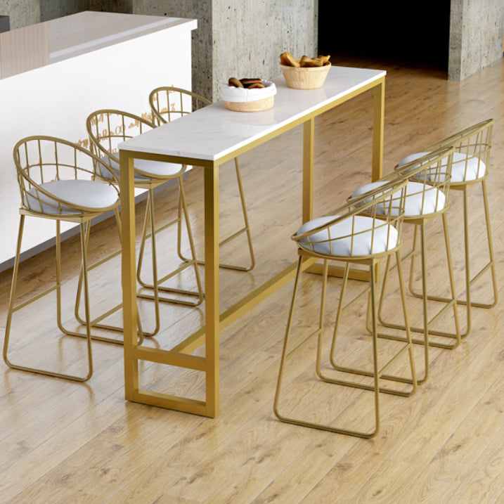 Glam 1/3/7 Pieces Bar Table Set Rectangle Stone Counter Table with High Stools