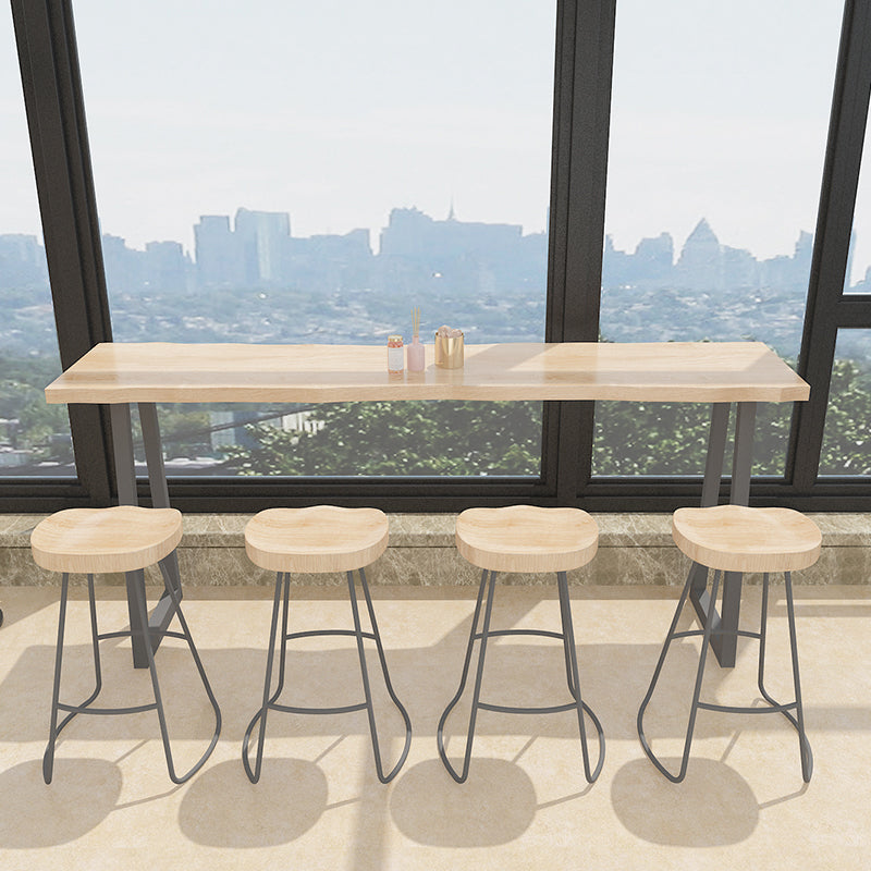 Rectangle Solid Wood Bar Table Set Modern 1/5 Pieces Counter Table with Backless Stools