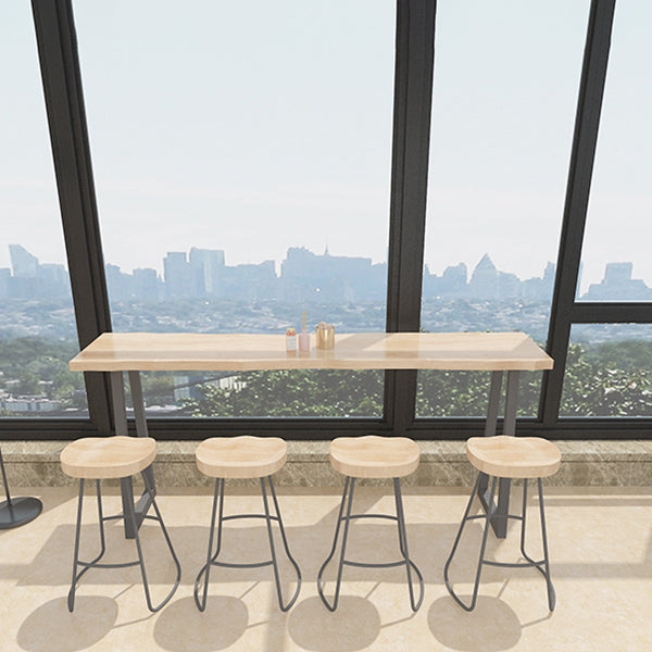 Rectangle Solid Wood Bar Table Set Modern 1/5 Pieces Counter Table with Backless Stools