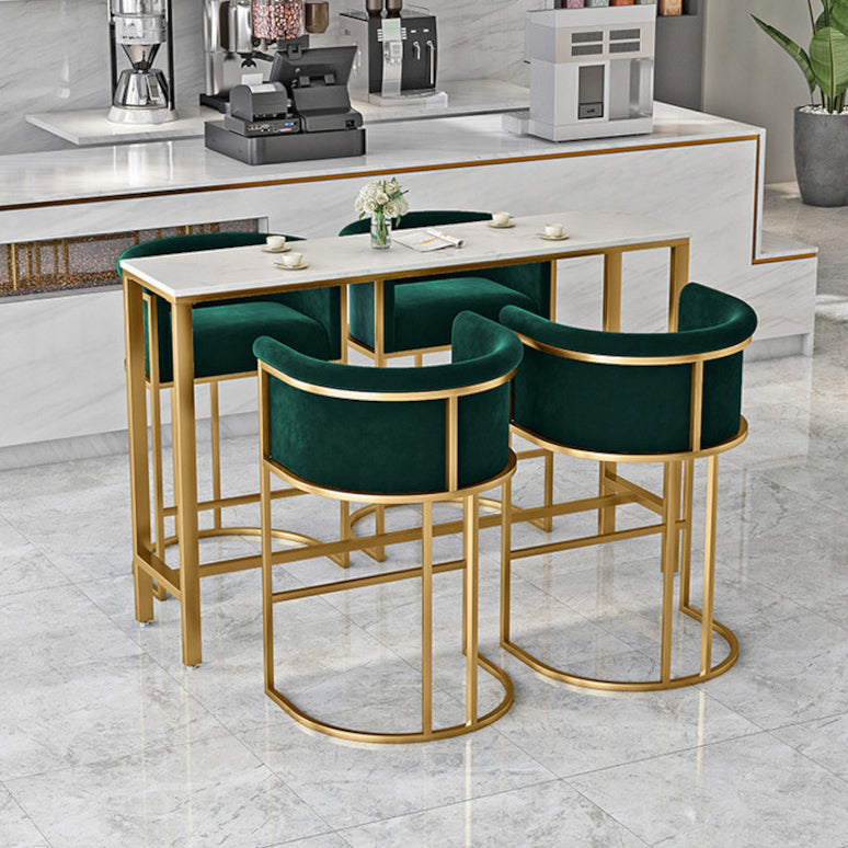 Round Stone Bistro Set 1/2/3/5 Pieces Glam Gold Base Table and Stools