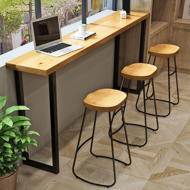 Modern Counter Height Pub Set 1/2/4/7 Pcs Solid Wood Top Bar Table and Bar Stools