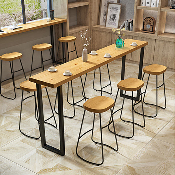 Modern Counter Height Pub Set 1/2/4/7 Pcs Solid Wood Top Bar Table and Bar Stools